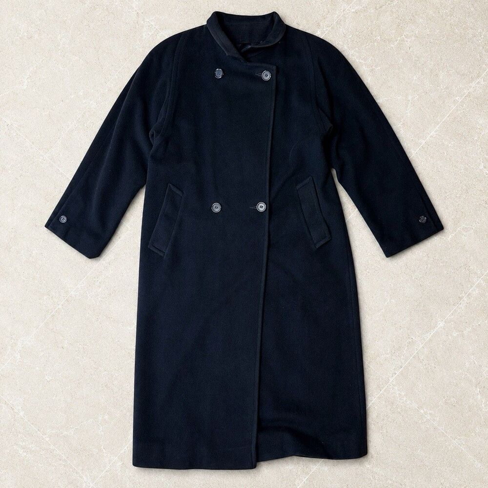 VTG J. Percy for Marvin Richards Cashmere Satin Black Coat Women’s Size 10 USA